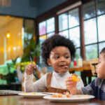 Kids eating in a restaurant